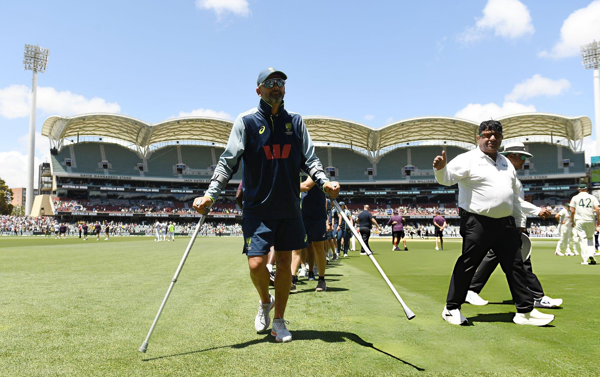 ম্যাচ শেষে ক্রাচে ভর দিয়ে হাঁটেন লায়ন